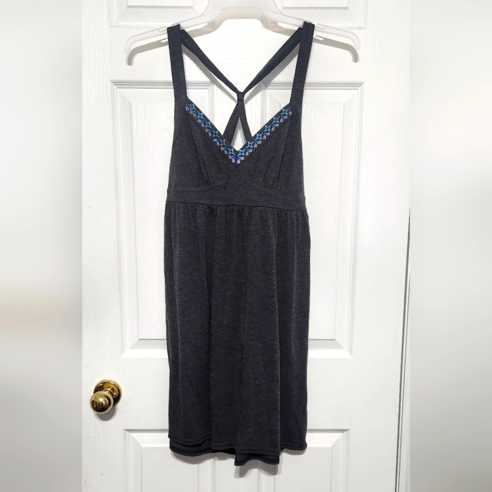Gray Racerback Dress with Blue Accents